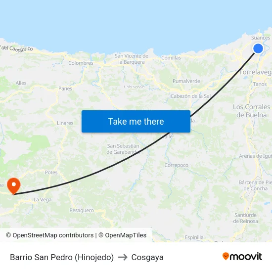 Barrio San Pedro (Hinojedo) to Cosgaya map