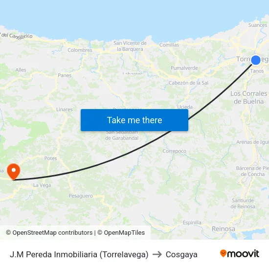 J.M Pereda Inmobiliaria (Torrelavega) to Cosgaya map