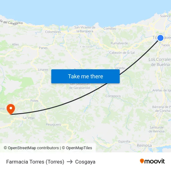 Farmacia Torres (Torres) to Cosgaya map