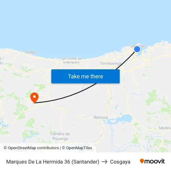 Marques De La Hermida 36 (Santander) to Cosgaya map