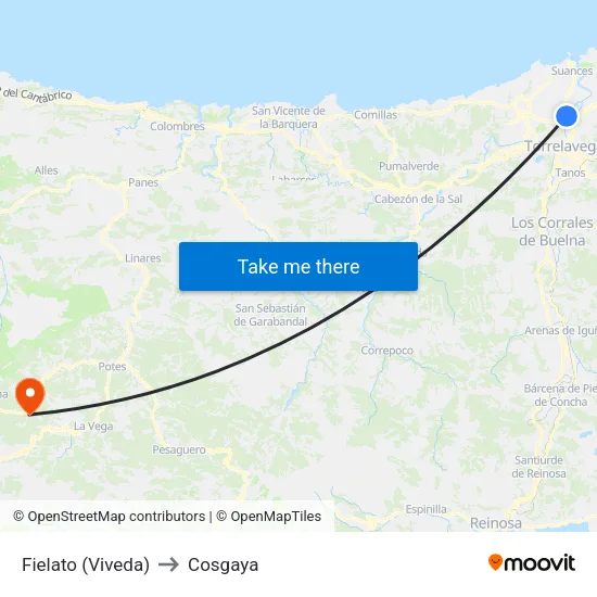 Fielato (Viveda) to Cosgaya map