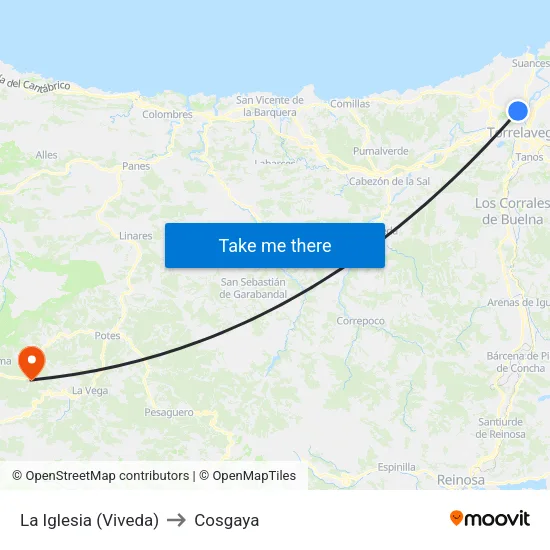 La Iglesia (Viveda) to Cosgaya map