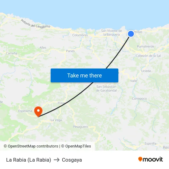 La Rabia (La Rabia) to Cosgaya map