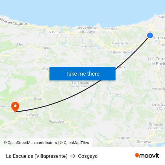 La Escuelas (Villapresente) to Cosgaya map