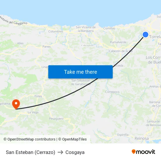 San Esteban (Cerrazo) to Cosgaya map