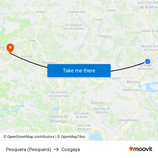 Pesquera (Pesquera) to Cosgaya map
