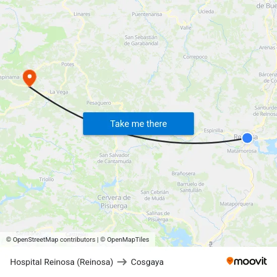 Hospital Reinosa (Reinosa) to Cosgaya map