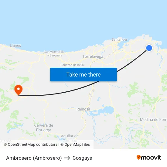 Ambrosero (Ambrosero) to Cosgaya map