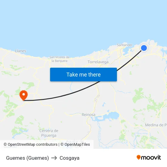 Guemes (Guemes) to Cosgaya map