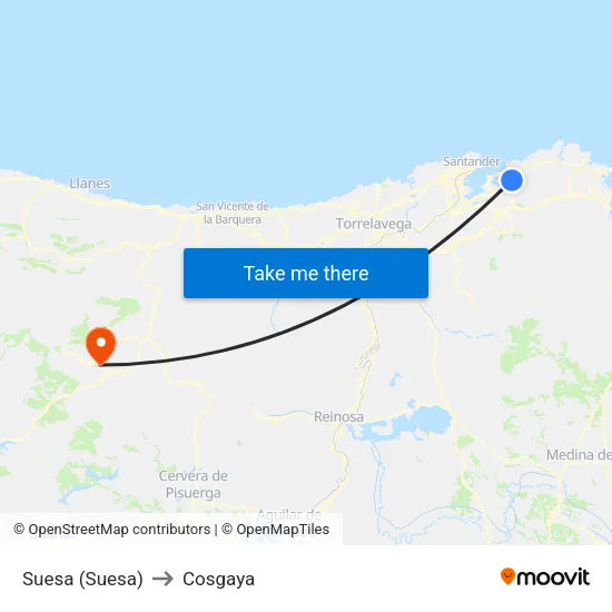 Suesa (Suesa) to Cosgaya map