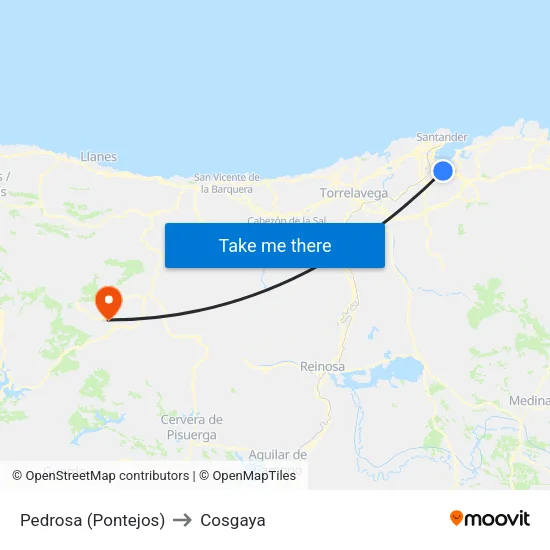 Pedrosa (Pontejos) to Cosgaya map