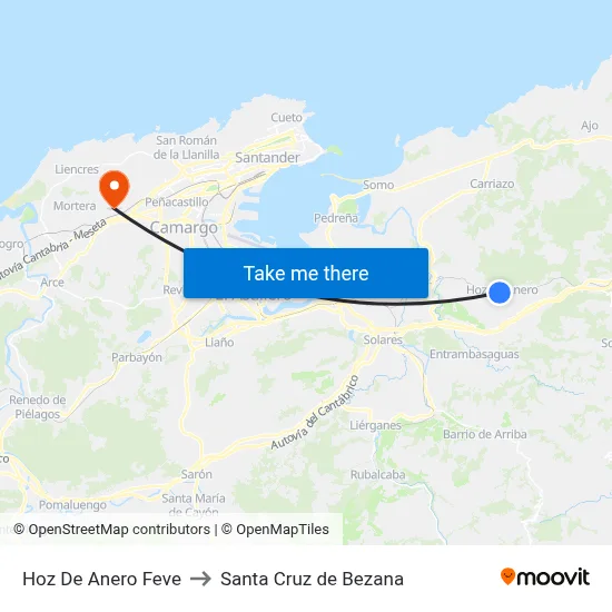 Hoz De Anero Feve to Santa Cruz de Bezana map