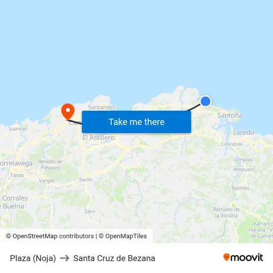 Plaza (Noja) to Santa Cruz de Bezana map