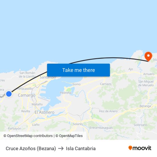 Cruce Azoños (Bezana) to Isla Cantabria map