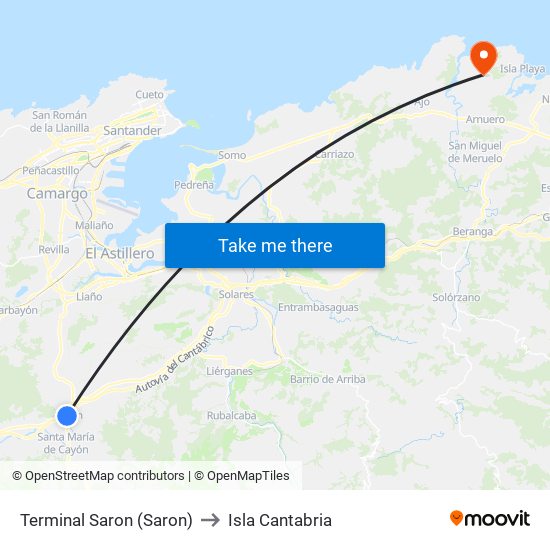 Terminal Saron (Saron) to Isla Cantabria map