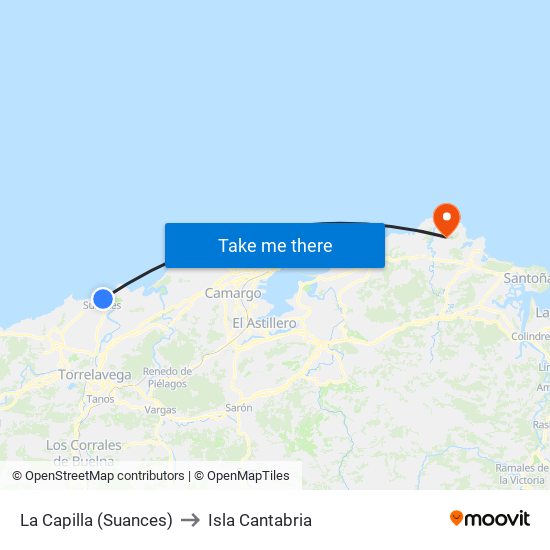 La Capilla (Suances) to Isla Cantabria map