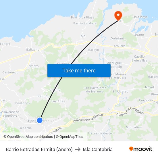 Barrio Estradas Ermita (Anero) to Isla Cantabria map