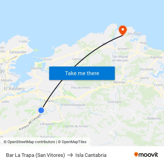 Bar La Trapa (San Vitores) to Isla Cantabria map