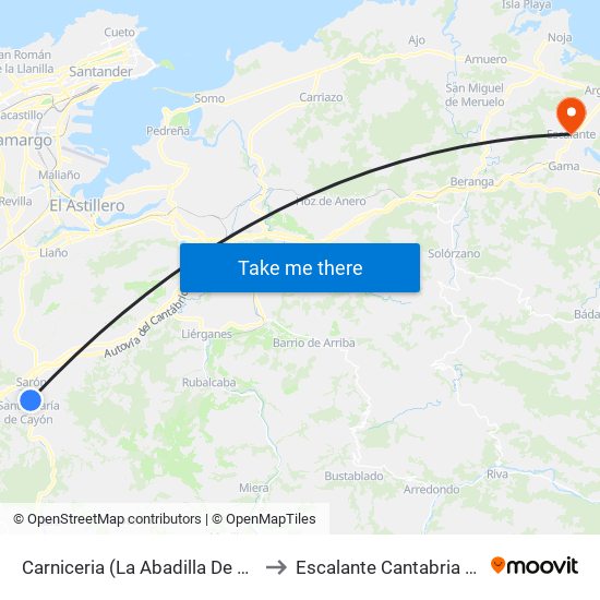 Carniceria (La Abadilla De Cayon) to Escalante Cantabria Spain map