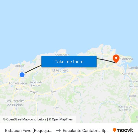 Estacion Feve (Requejada) to Escalante Cantabria Spain map