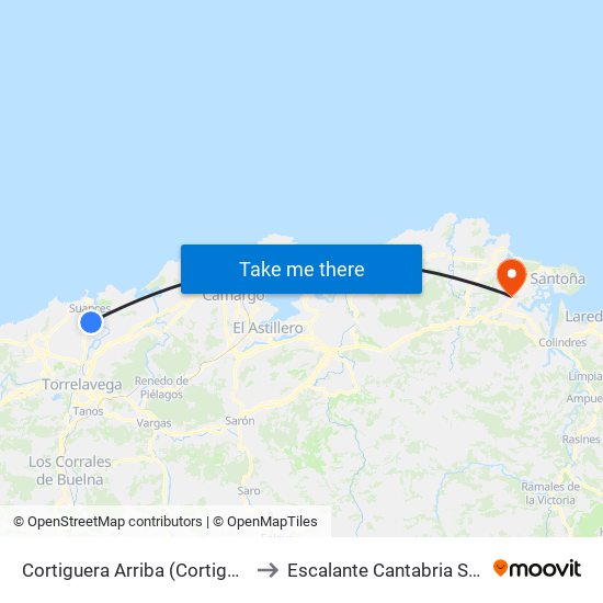 Cortiguera Arriba (Cortiguera) to Escalante Cantabria Spain map