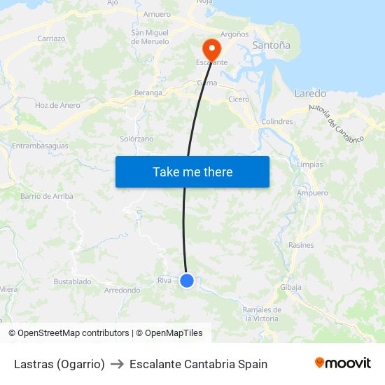 Lastras (Ogarrio) to Escalante Cantabria Spain map