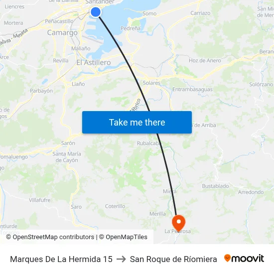 Marques De La Hermida 15 to San Roque de Ríomiera map