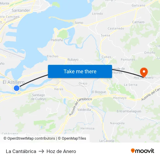 La Cantábrica to Hoz de Anero map
