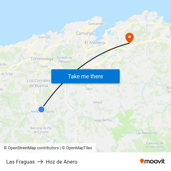 Las Fraguas to Hoz de Anero map