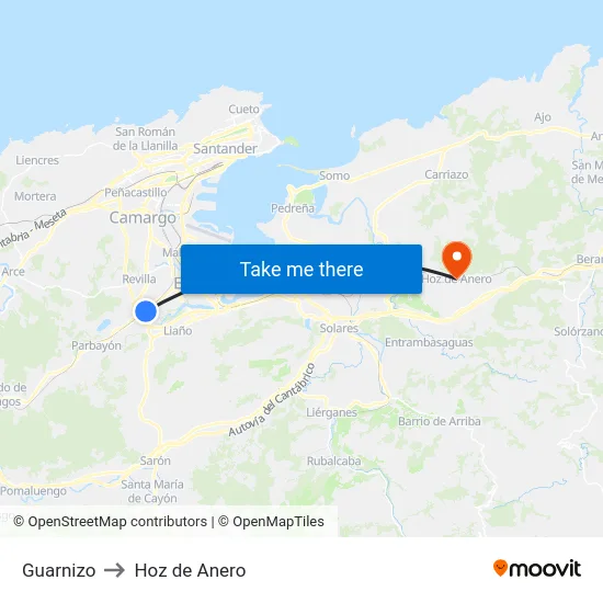 Guarnizo to Hoz de Anero map