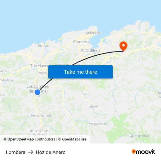 Lombera to Hoz de Anero map