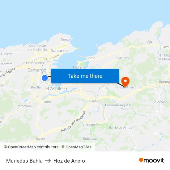 Muriedas-Bahía to Hoz de Anero map