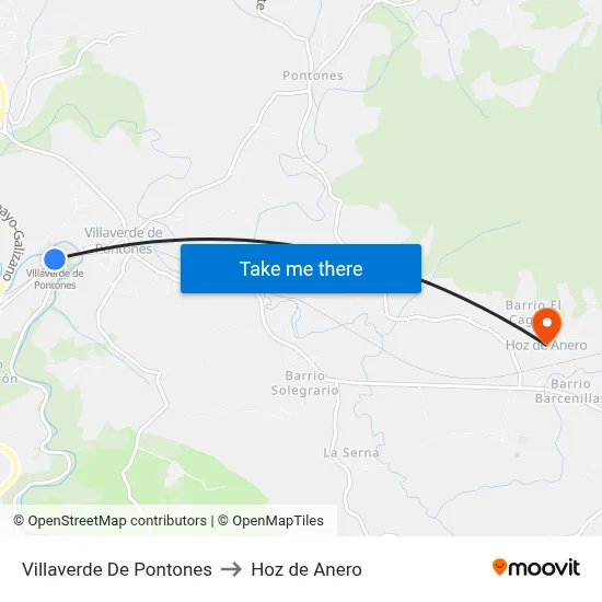 Villaverde De Pontones to Hoz de Anero map