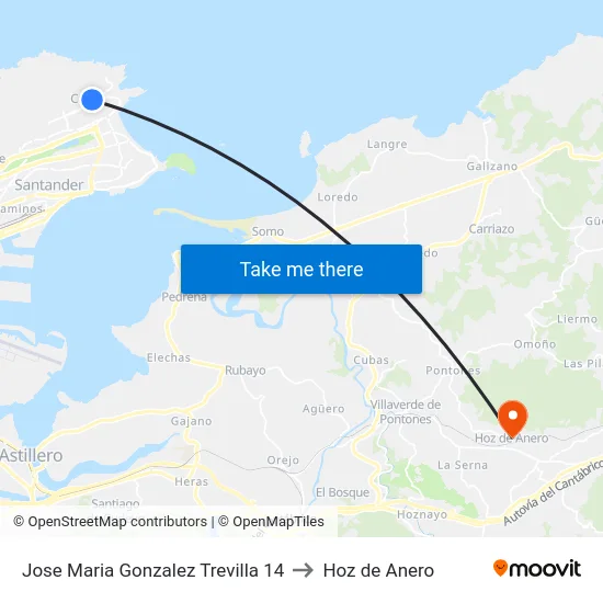 Jose Maria Gonzalez Trevilla 14 to Hoz de Anero map