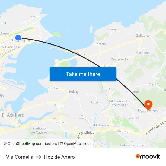 Via Cornelia to Hoz de Anero map
