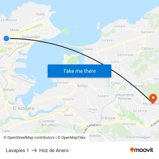 Lavapies 1 to Hoz de Anero map