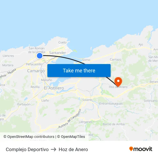 Complejo Deportivo to Hoz de Anero map