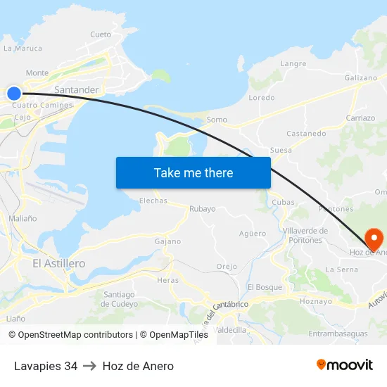 Lavapies 34 to Hoz de Anero map