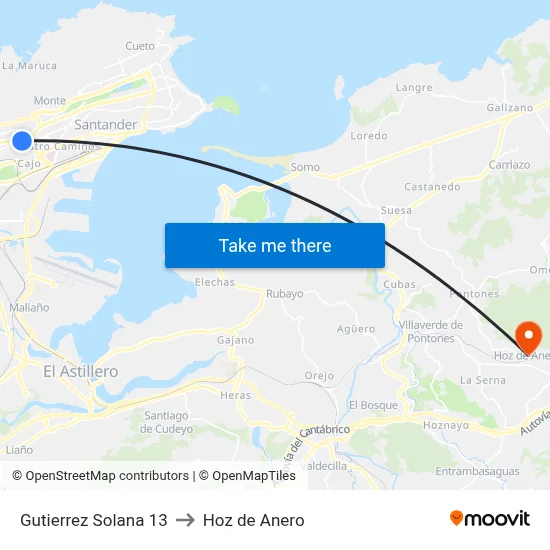 Gutierrez Solana 13 to Hoz de Anero map