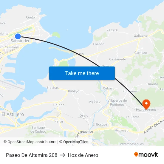 Paseo De Altamira 208 to Hoz de Anero map