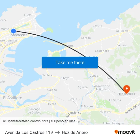 Avenida Los Castros 119 to Hoz de Anero map