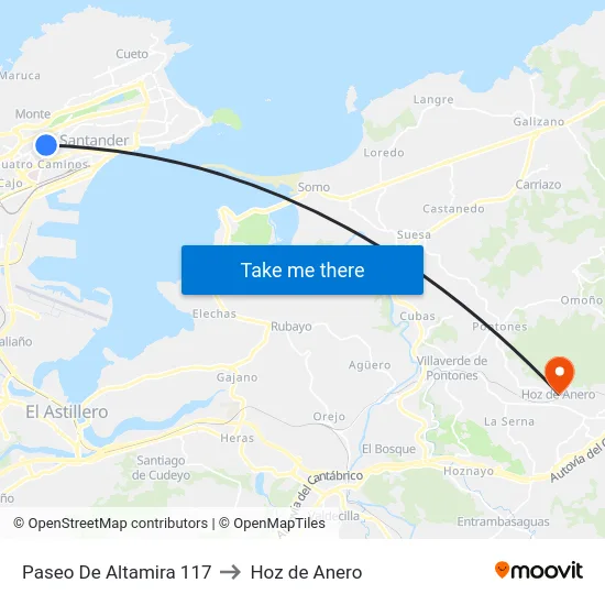 Paseo De Altamira 117 to Hoz de Anero map