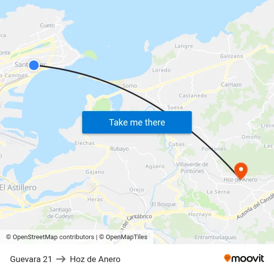 Guevara 21 to Hoz de Anero map