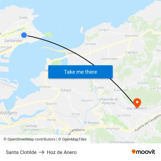 Santa Clotilde to Hoz de Anero map