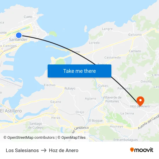 Los Salesianos to Hoz de Anero map