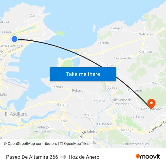 Paseo De Altamira 266 to Hoz de Anero map