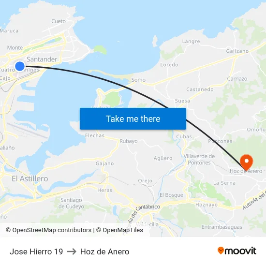 Jose Hierro 19 to Hoz de Anero map