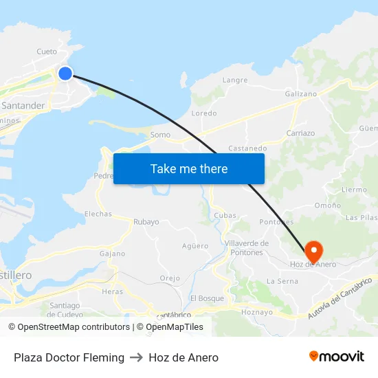 Plaza Doctor Fleming to Hoz de Anero map