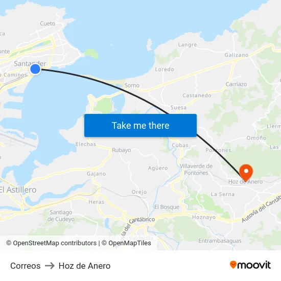Correos to Hoz de Anero map