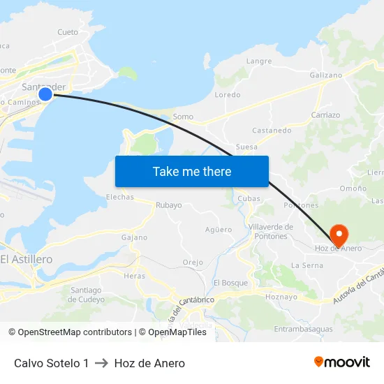 Calvo Sotelo 1 to Hoz de Anero map